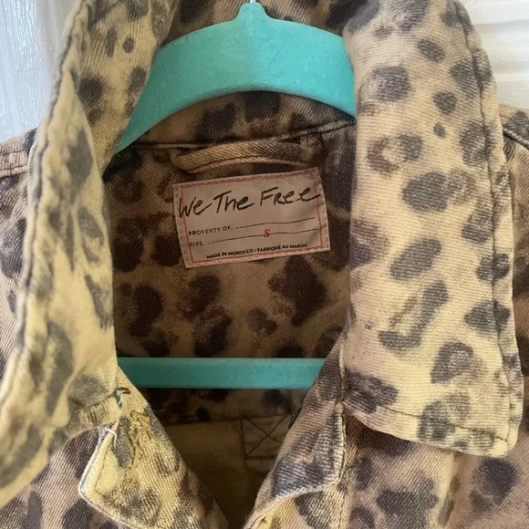 NWT! Free People Leopard Print Denim Jacket - Picture 2 of 9